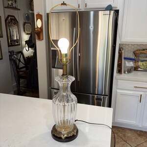 Frederick Cooper Vintage Hollywood Regency Cut Crystal Brass Ginger Jar Table La